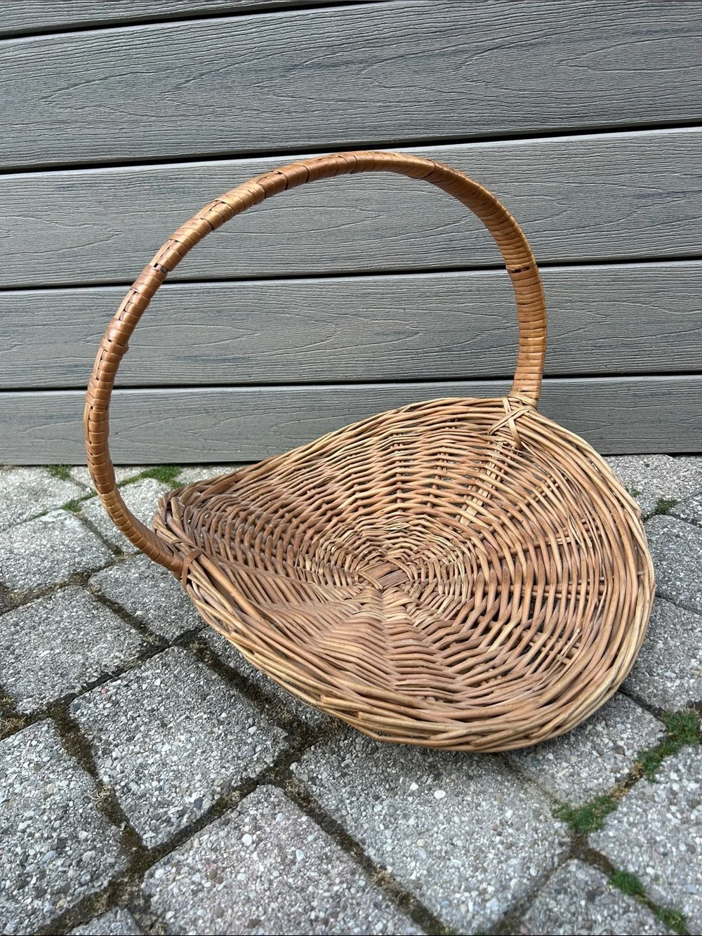 Vintage Wicker Gathering Harvest Basket Herb Flower Garden French Country
